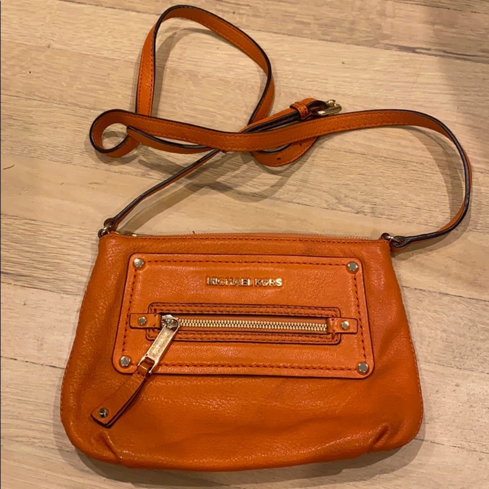 Michael Kors Orange Leather Crossbody Bag